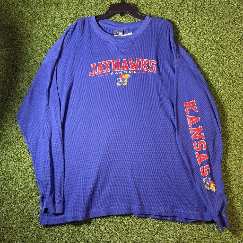 Kansas‎ Jayhawks Thermal Long Sleeve Shirt 4X OVB Blue NCAA Big Logo